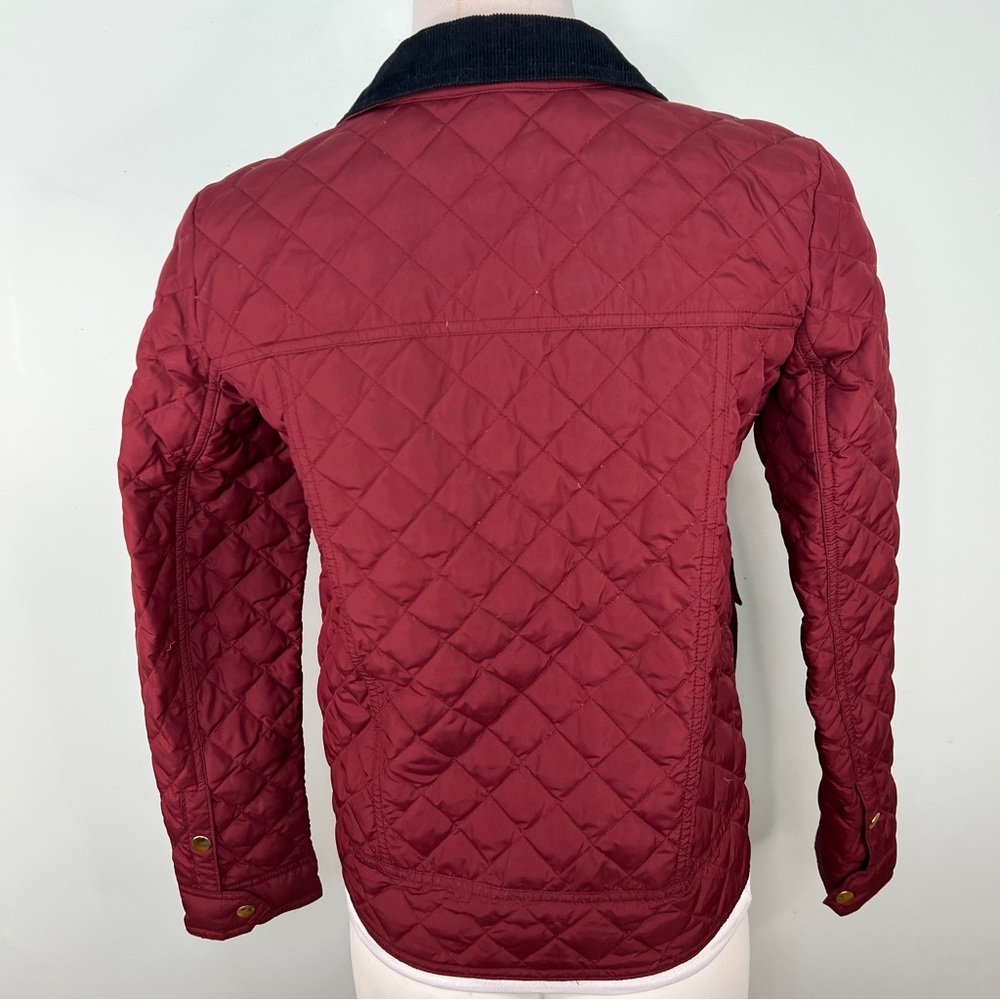 J.Crew Quilted Down-Filled Jacket Burgundy Corduroy Collar Women’s Size XS - Picture 8 of 13